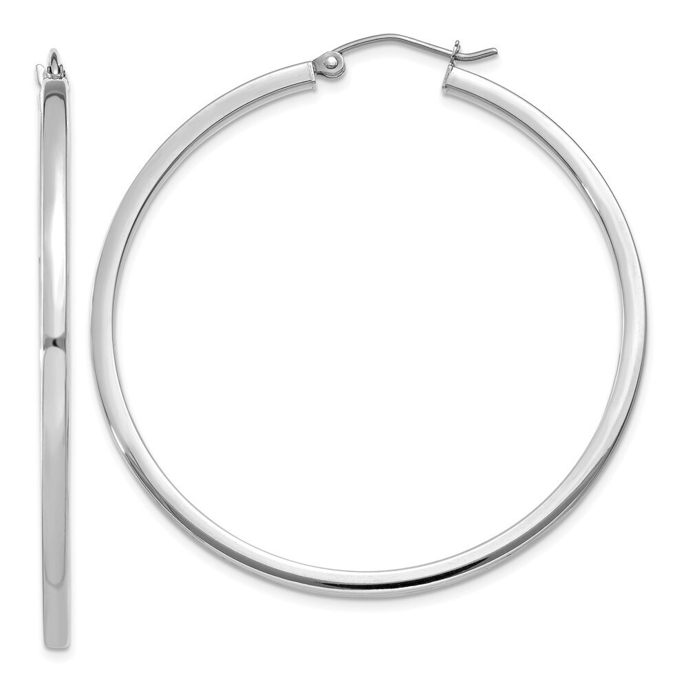 Ladies 10k White Gold Polished Endless Hollow Tube Hoop Earrings 20mm x 1.2mm Ladies 10k White Gold Polished Endless Hollow Tube Hoop Earrings 20mm x 1.2mm